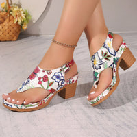 Bunte Damen Sandalen mit Blumenmuster und Blockabsatz – Yasmina