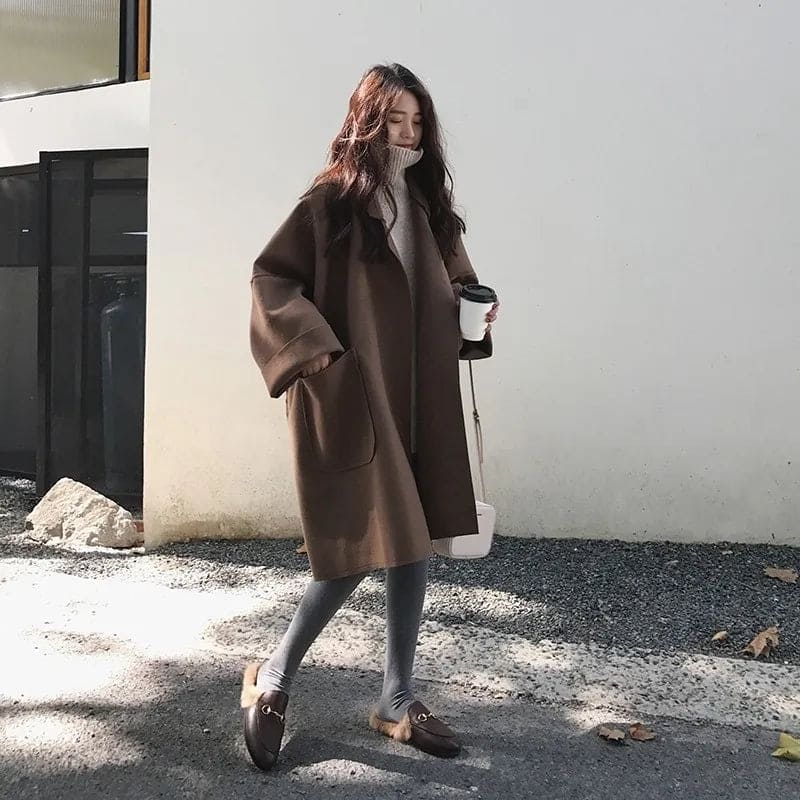 Oversized Wollmisch-Trenchcoat - Aura