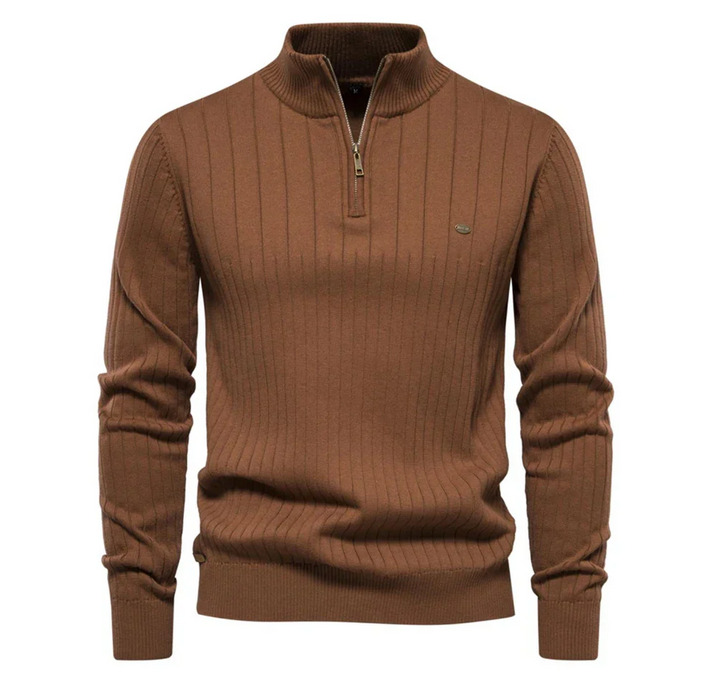 Herren Strickpullover aus Baumwolle mit Reißverschluss & Stehkragen – Ardel