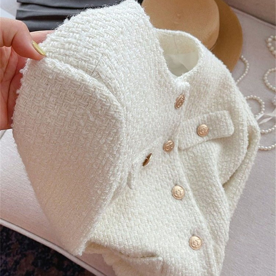 Damen Tweedjacke mit Rundhalsausschnitt – Celeste
