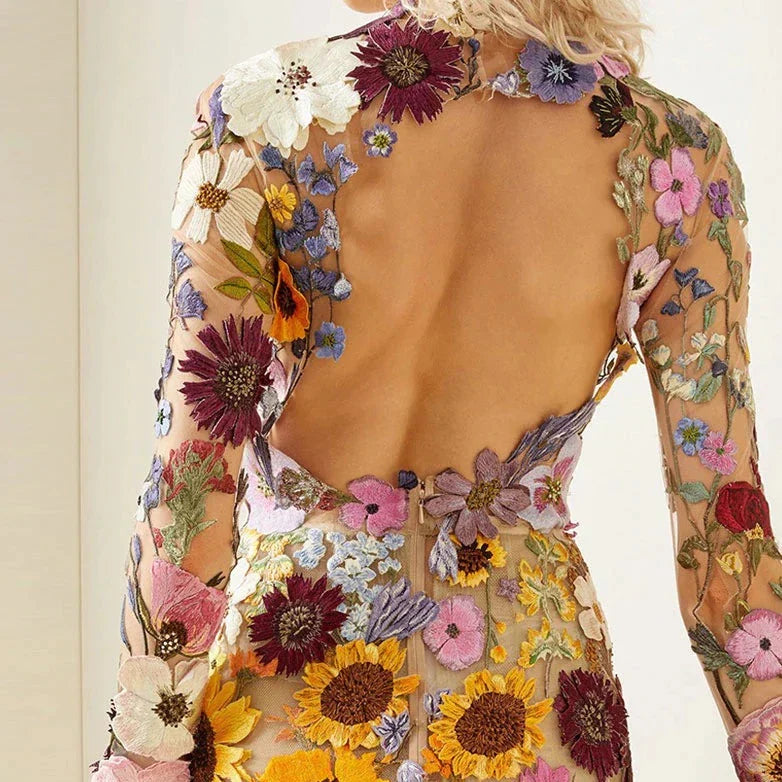 Blumen Cocktailkleid mit Spitze – Aurelia