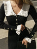 Damen Strick-Maxikleid mit hoher Taille & Rüschen – Isolde