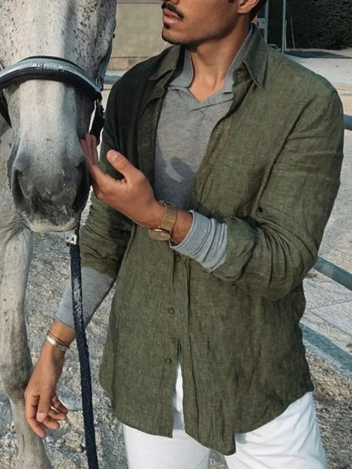 Leichtes Herren-Leinenhemd mit Knopfleiste – Fabio