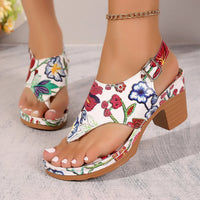 Bunte Damen Sandalen mit Blumenmuster und Blockabsatz – Yasmina