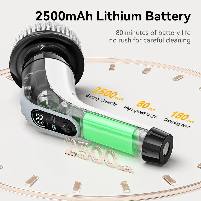 Drahtlose Elektrische Reinigungsbürste mit 7 Reinigungsaufsätzen - SpinClean