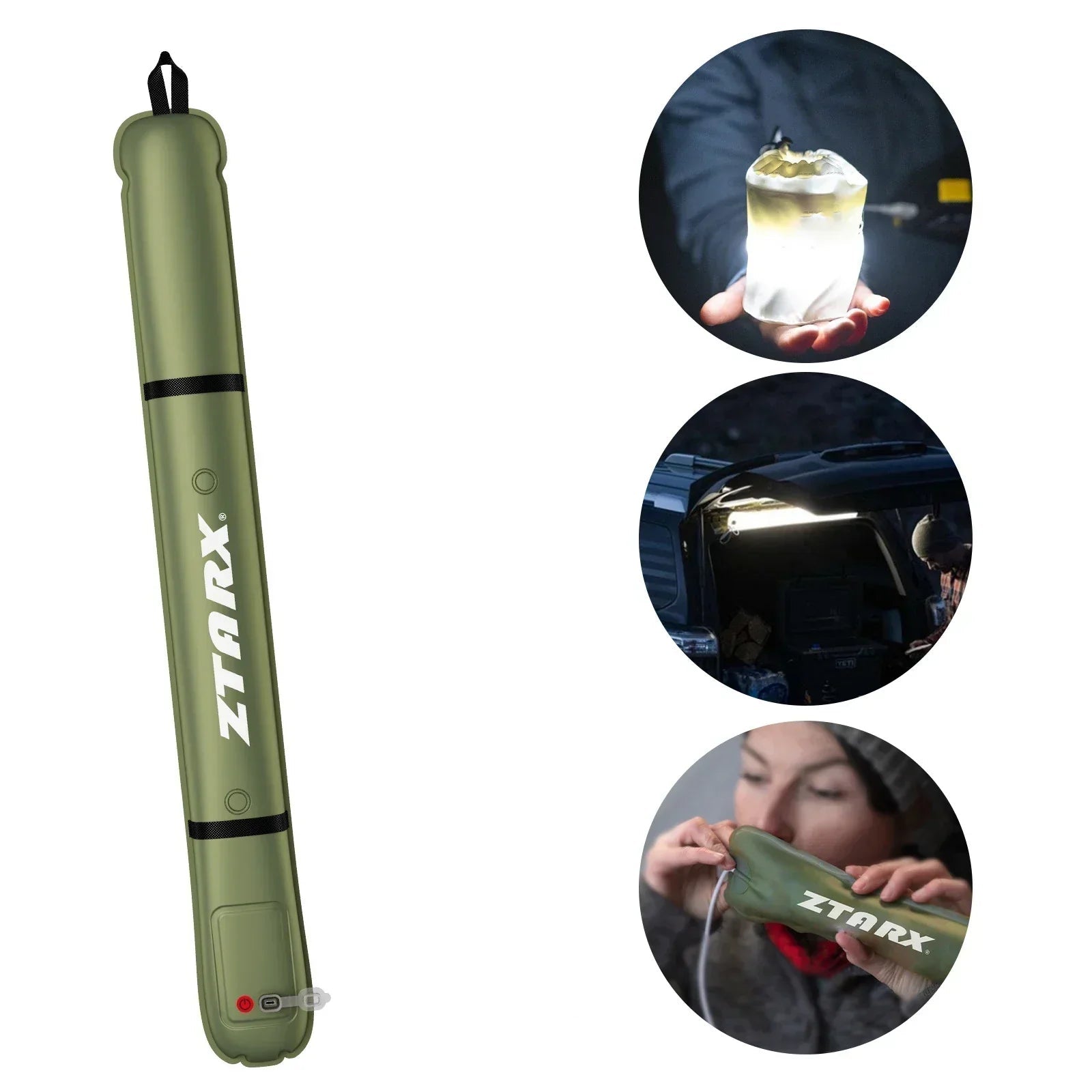 Aufblasbare Solar-LED-Rohrlampe – LumiGlow Pro