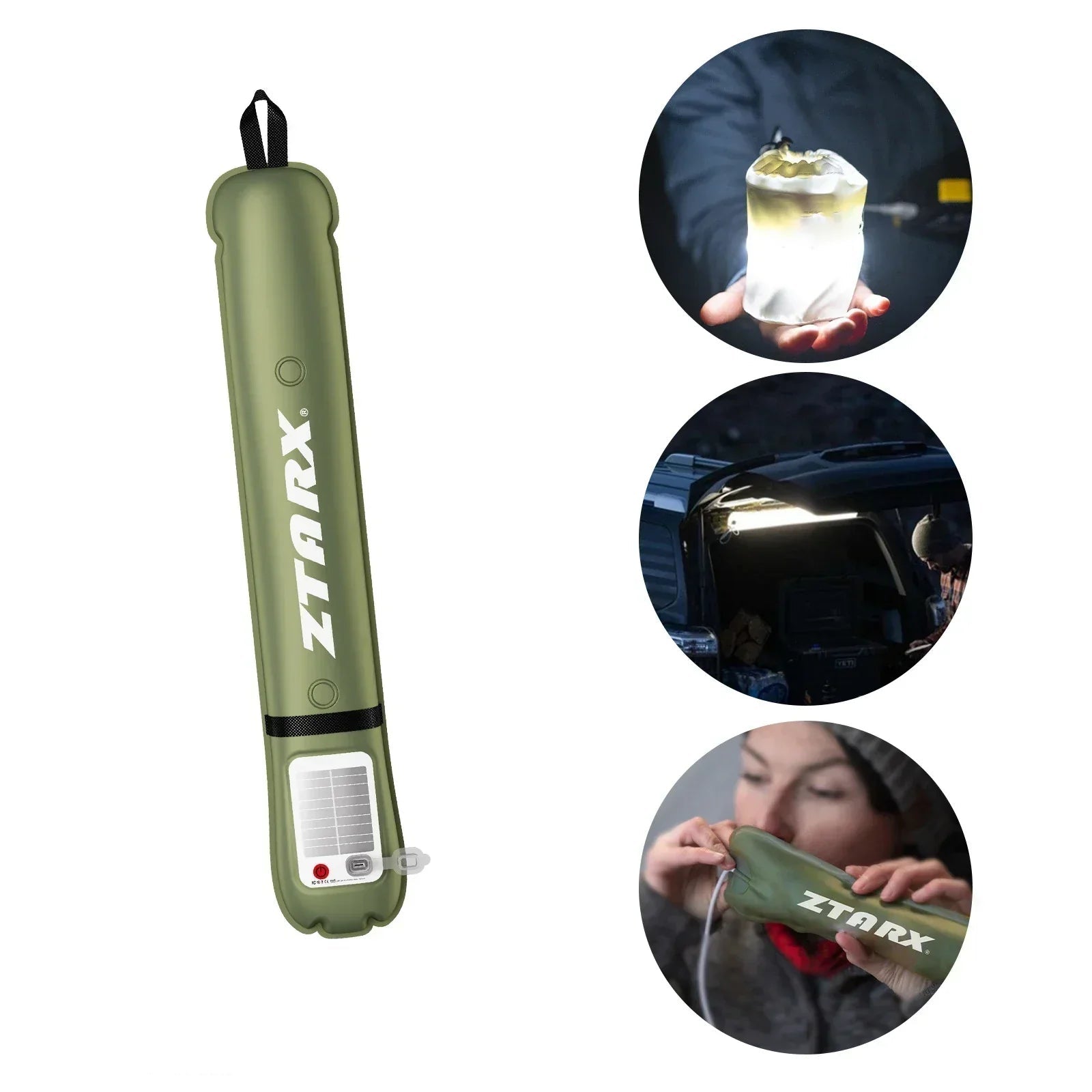 Aufblasbare Solar-LED-Rohrlampe – LumiGlow Pro