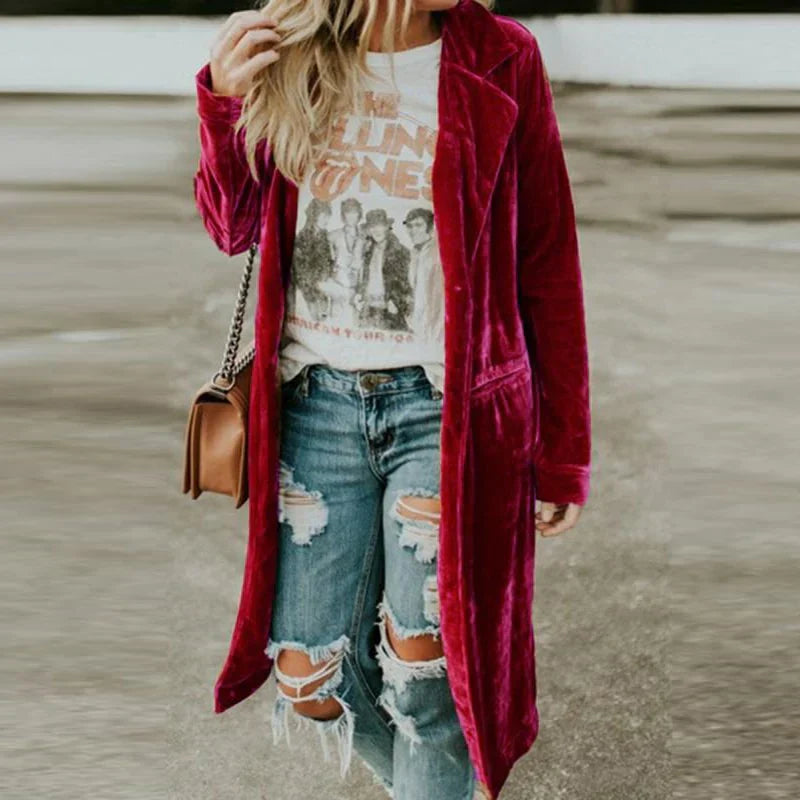 Damen Samt-Duster-Mantel – Valentina