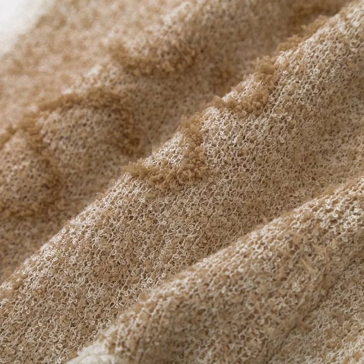 Beige gestricktes Damenshirt mit Vintage-Jacquardmuster – Mireille