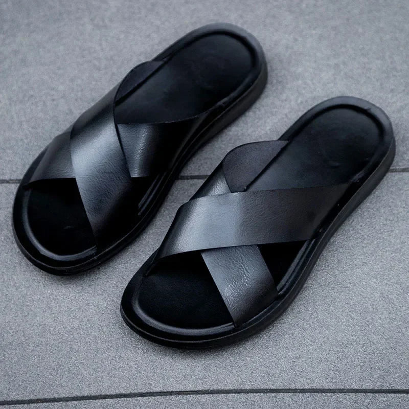 Italienische Herren-Leder-Pantoletten – Lorenzo