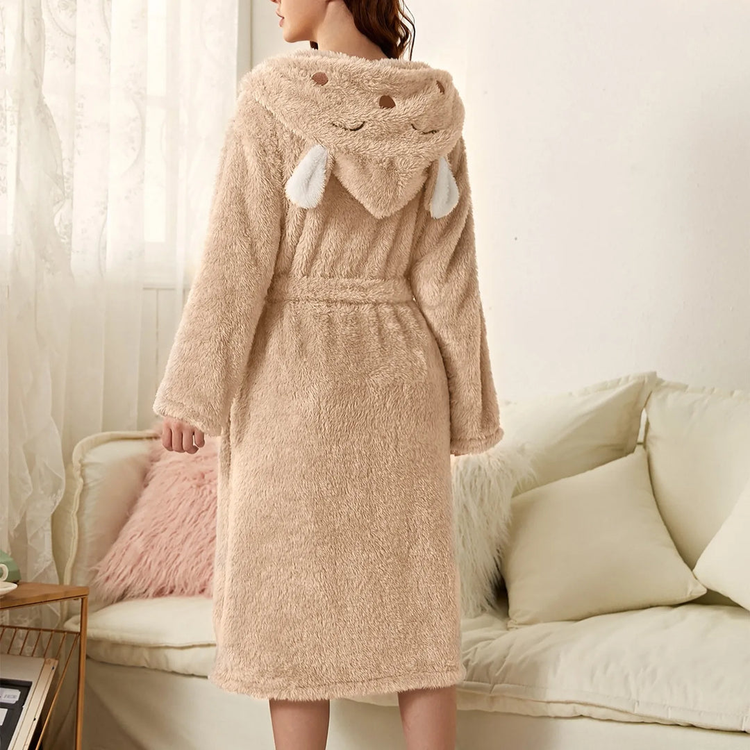 Warm flannel bathrobe with hood and bunny ears – BunnyHug