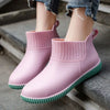 Damen Regenstiefeletten wasserdicht mit gestricktem Schaft & Antirutschsohle – Liora
