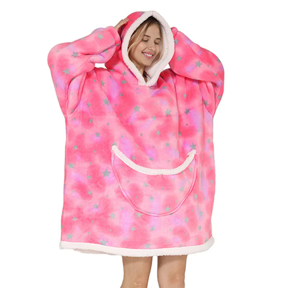 Oversized Fleece-Decke mit Kapuze & Taschen – SnugJoy