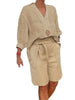 Luftig & Stylisch Zweiteiler aus Leinen mit Bluse & Shorts Damen – Malea