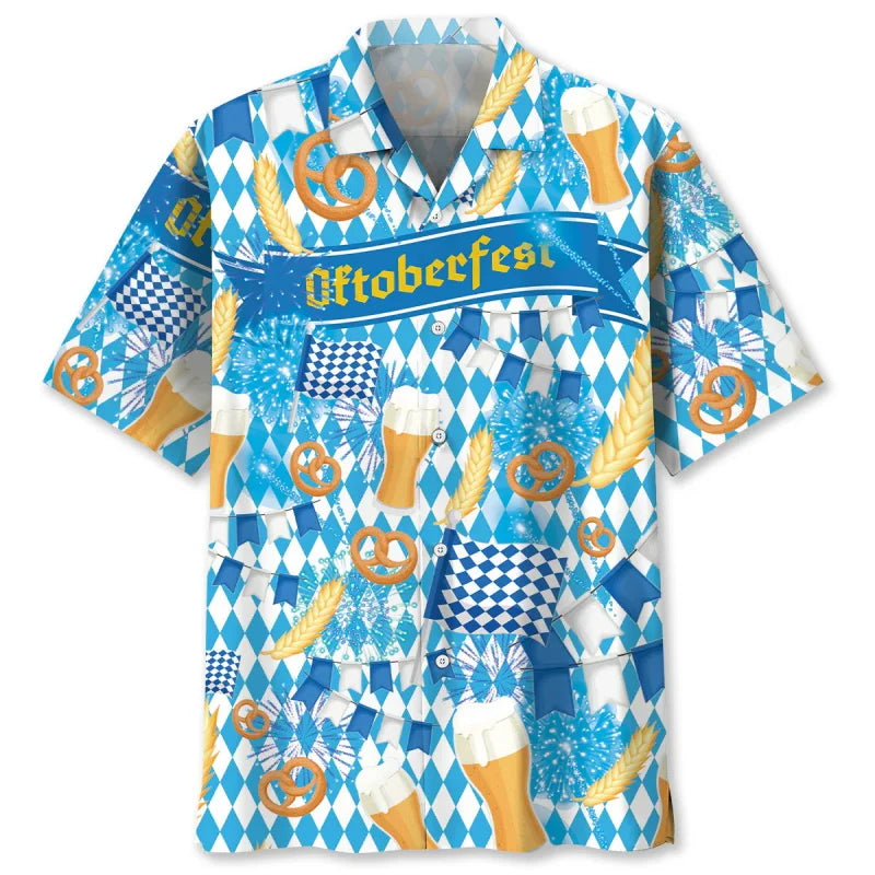Hawaii-Hemd mit Bier- & Brezn-Muster – FeierLaune Oktoberfest 2025