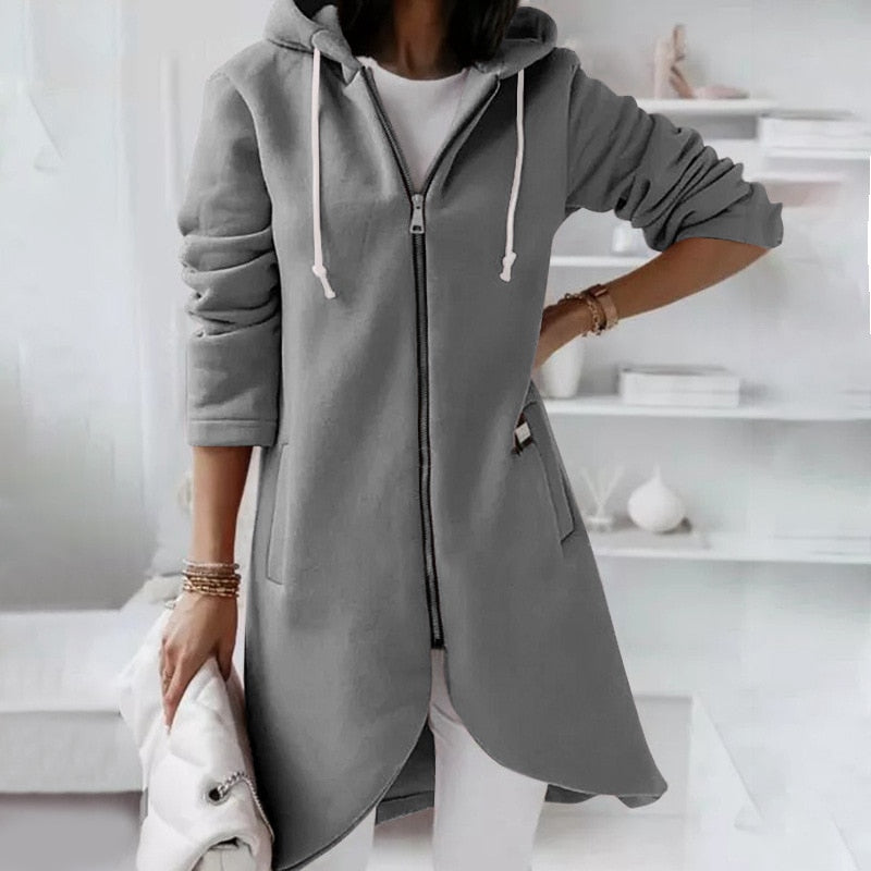 Damen Hoodie Weste mit Reißverschluss und Kapuze – Shaly