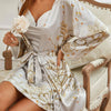 Zweiteiliges Satin-Nachthemd & Kimono-mit Blumenprint – Noelle