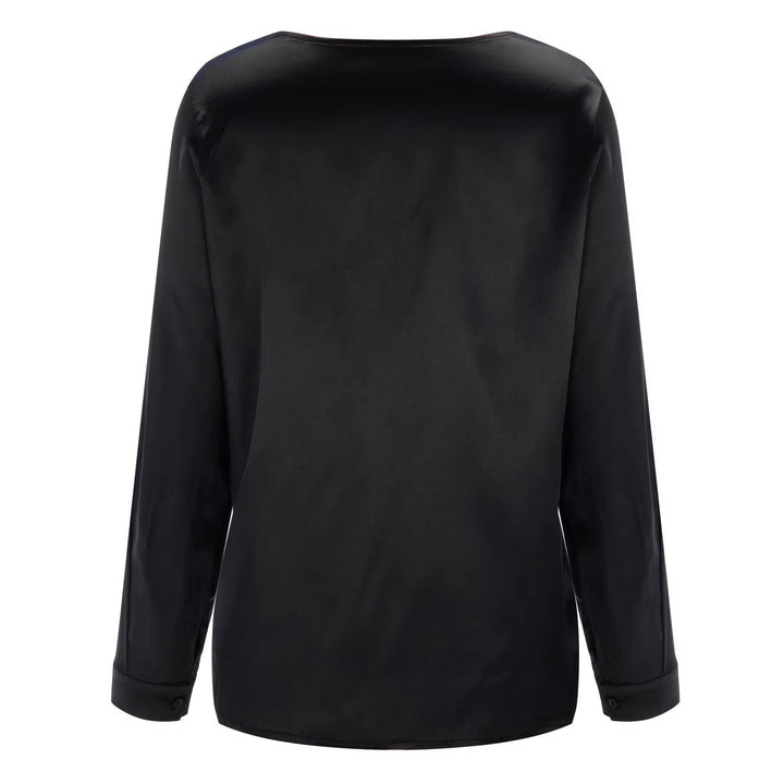 Satin Damenbluse mit tiefem V-Ausschnitt & langen Ärmeln – Daria