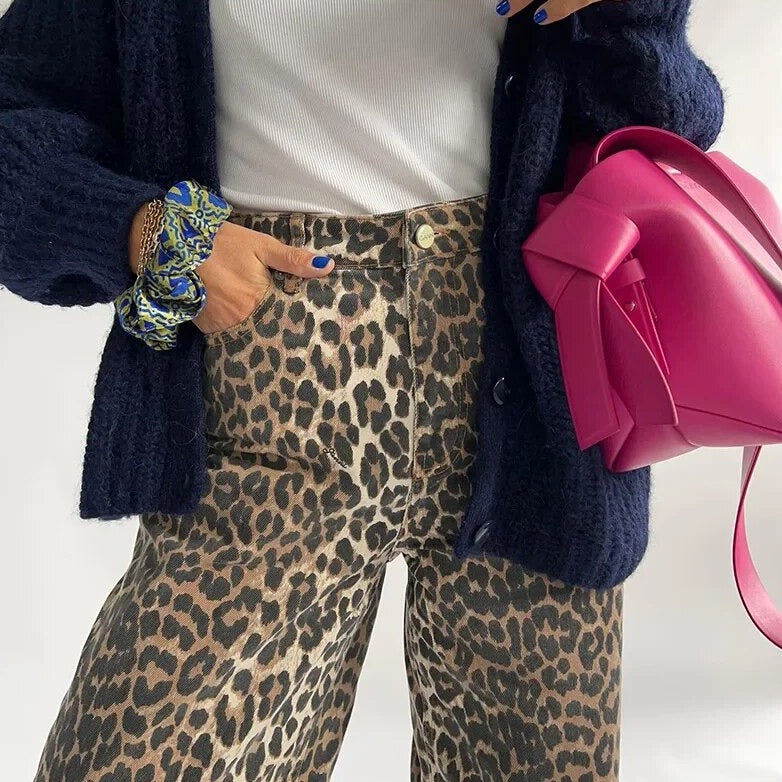 Retro-Jeans mit Leoparden-Print - Clara