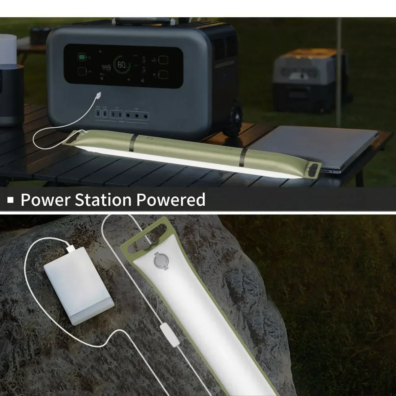 Aufblasbare Solar-LED-Rohrlampe – LumiGlow Pro