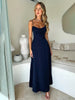 Luftige A-Linien Corsage-Maxikleid mit Spaghettiträgern – Serina