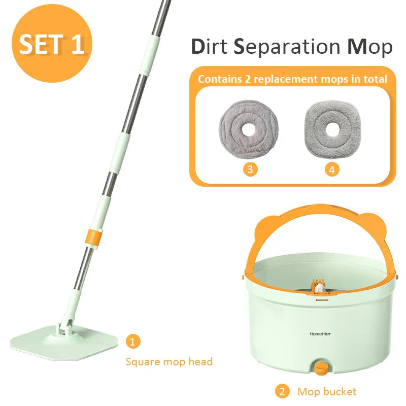 Selbstrotierender Wischmopp mit Eimer - SpinMop