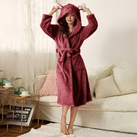 Warm flannel bathrobe with hood and bunny ears – BunnyHug