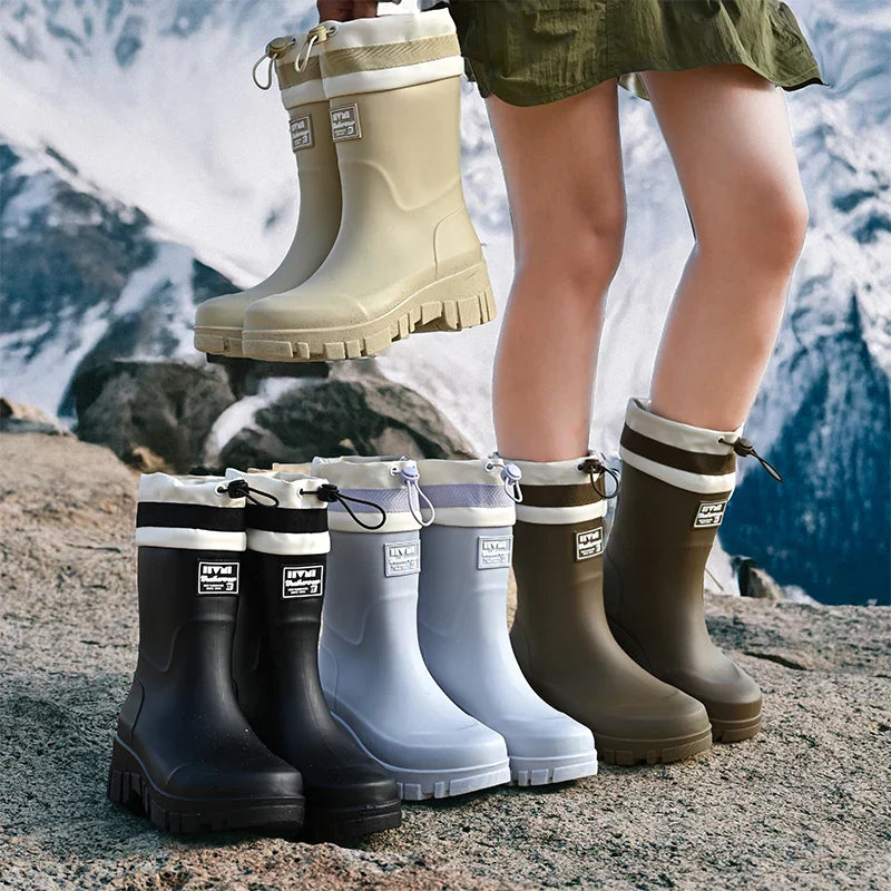 Damen Regenstiefel retro Look wasserdicht mit Antirutschsohle – Arlena