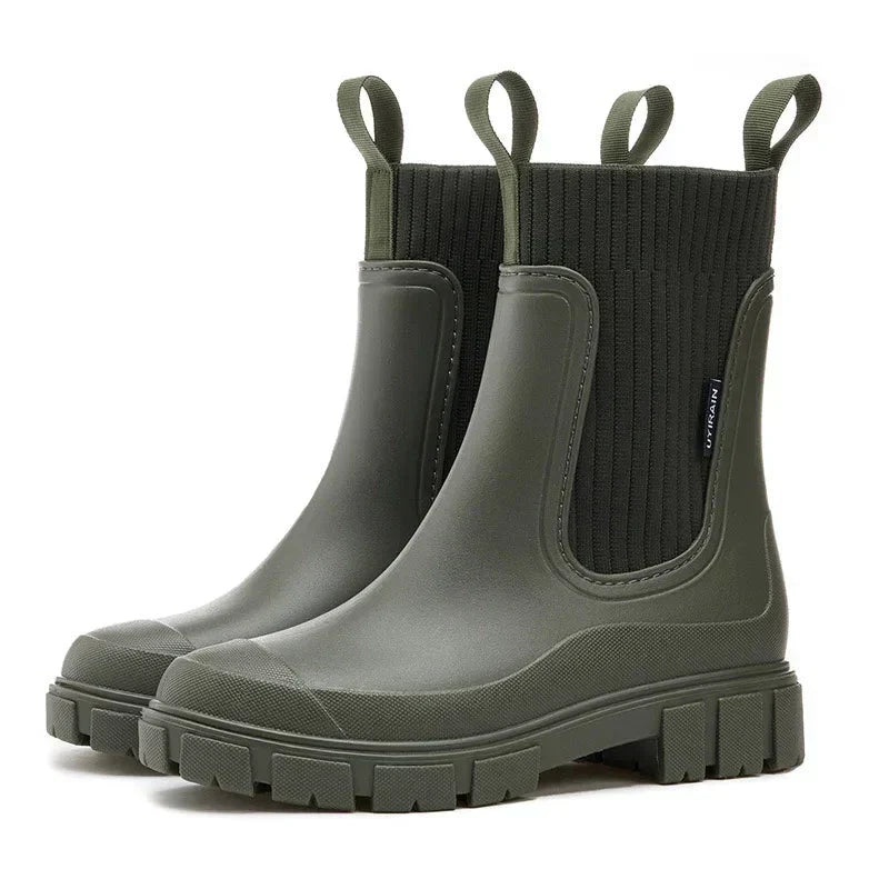 Damen Regenstiefel gefüttert wasserdicht mit Antirutschsohle – Nalena