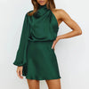 Satiniertes Minikleid mit One-Shoulder-Design & Asymmetrischem Arm – Elvira