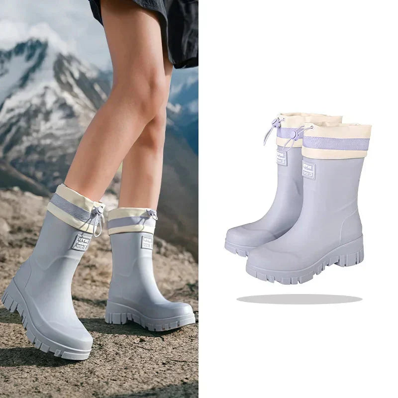 Damen Regenstiefel retro Look wasserdicht mit Antirutschsohle – Arlena