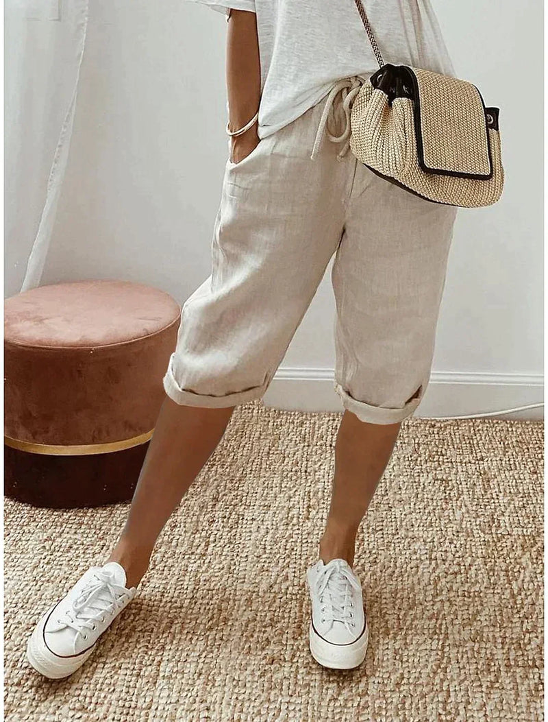 Modische Sommer Damen-Leinenhose  - Lina