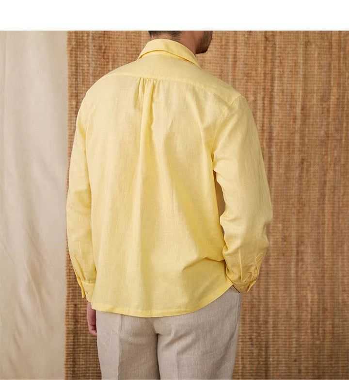 Luftiges Herrenhemd aus Leinen Mit Kubakragen und Langarm – Mateo