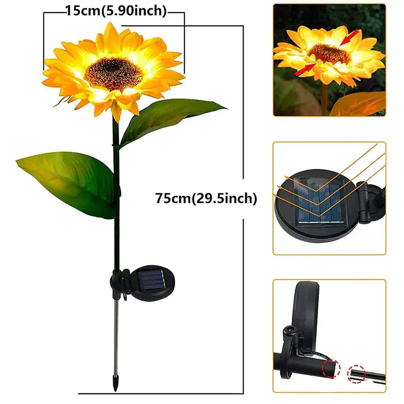 Wasserdichte Solar-Sonnenblumenlampe – SolarBloom