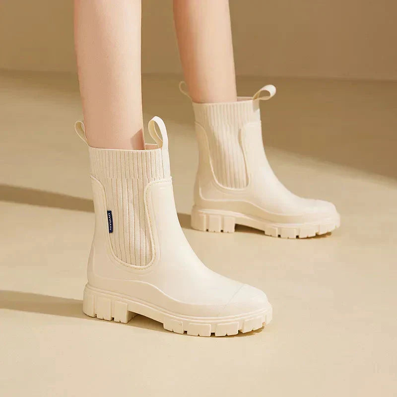 Damen Regenstiefel gefüttert wasserdicht mit Antirutschsohle – Nalena