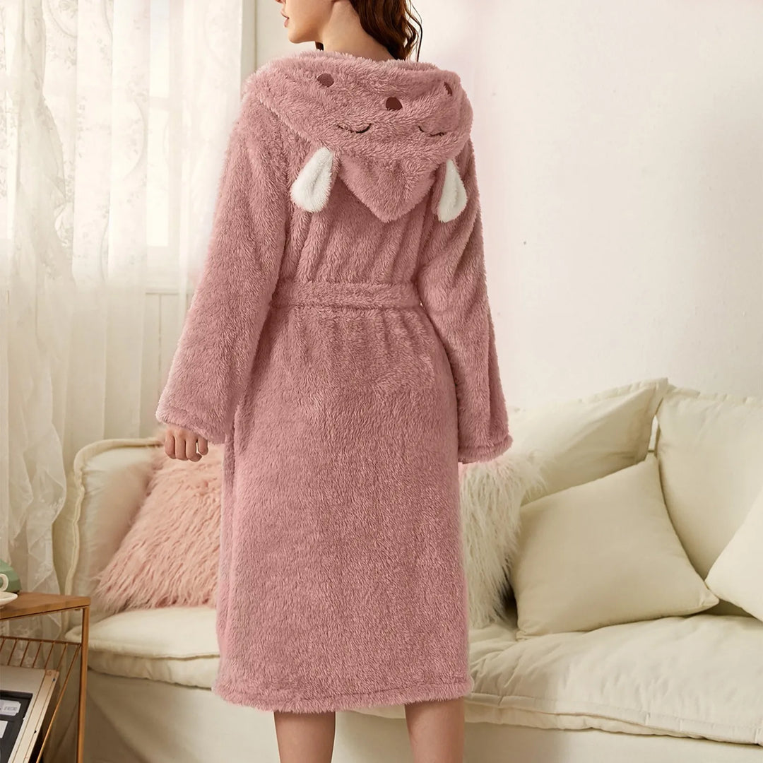 Warm flannel bathrobe with hood and bunny ears – BunnyHug