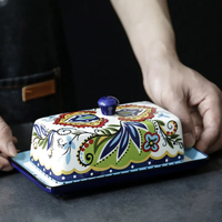Hand-painted butter dish in Tuscan style - TuscanCharm
