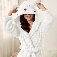 Warm flannel bathrobe with hood and bunny ears – BunnyHug