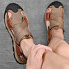 Khakifarbene Herren Ledersandalen im Römischen Stil für Sommer und Freizeit – Cassian