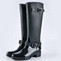 Damen Regenstiefel hoch wasserdicht mit Schnallen & Blockabsatz – Elenya