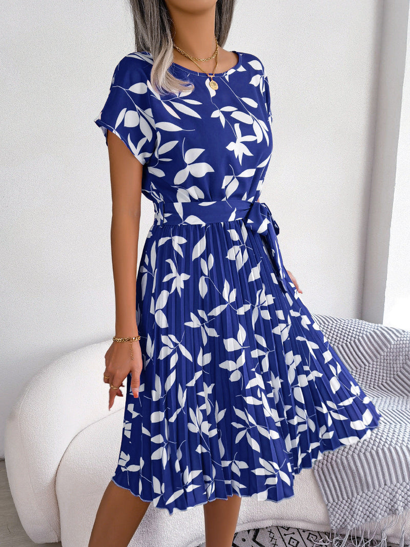 Blue Printed Midi Dress – Naomi