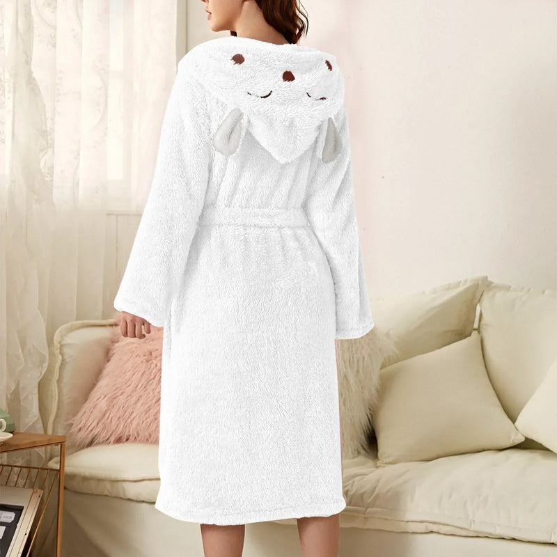 Warm flannel bathrobe with hood and bunny ears – BunnyHug