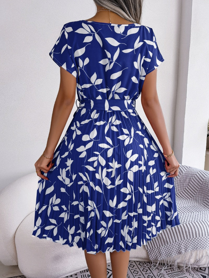 Blaues Bedrucktes Midi-Kleid – Naomi