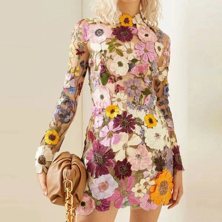 Blumen Cocktailkleid mit Spitze – Aurelia