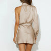 Satiniertes Minikleid mit One-Shoulder-Design & Asymmetrischem Arm – Elvira