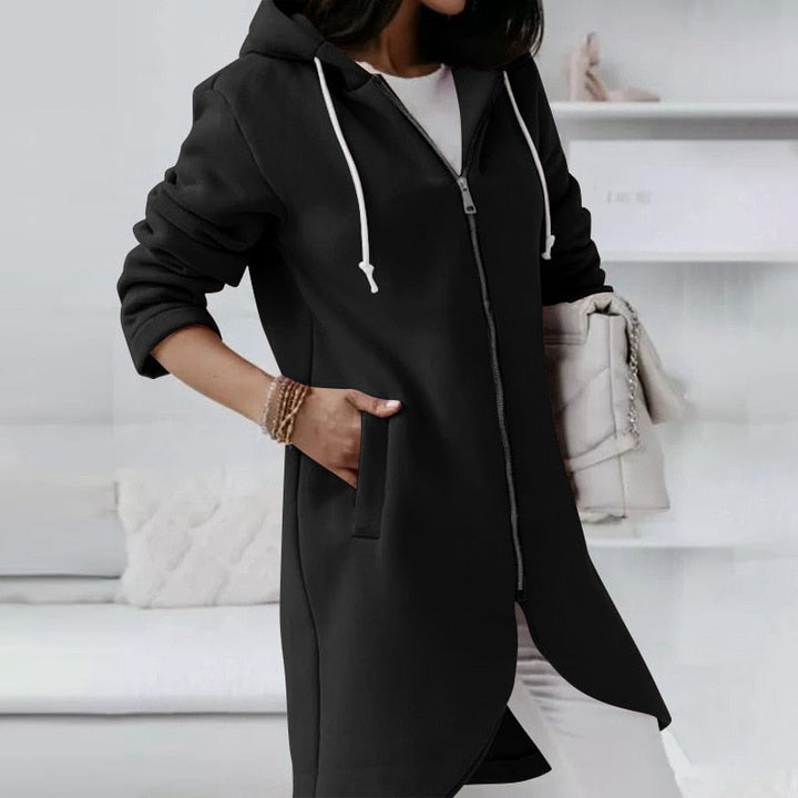 Damen Hoodie Weste mit Reißverschluss und Kapuze – Shaly