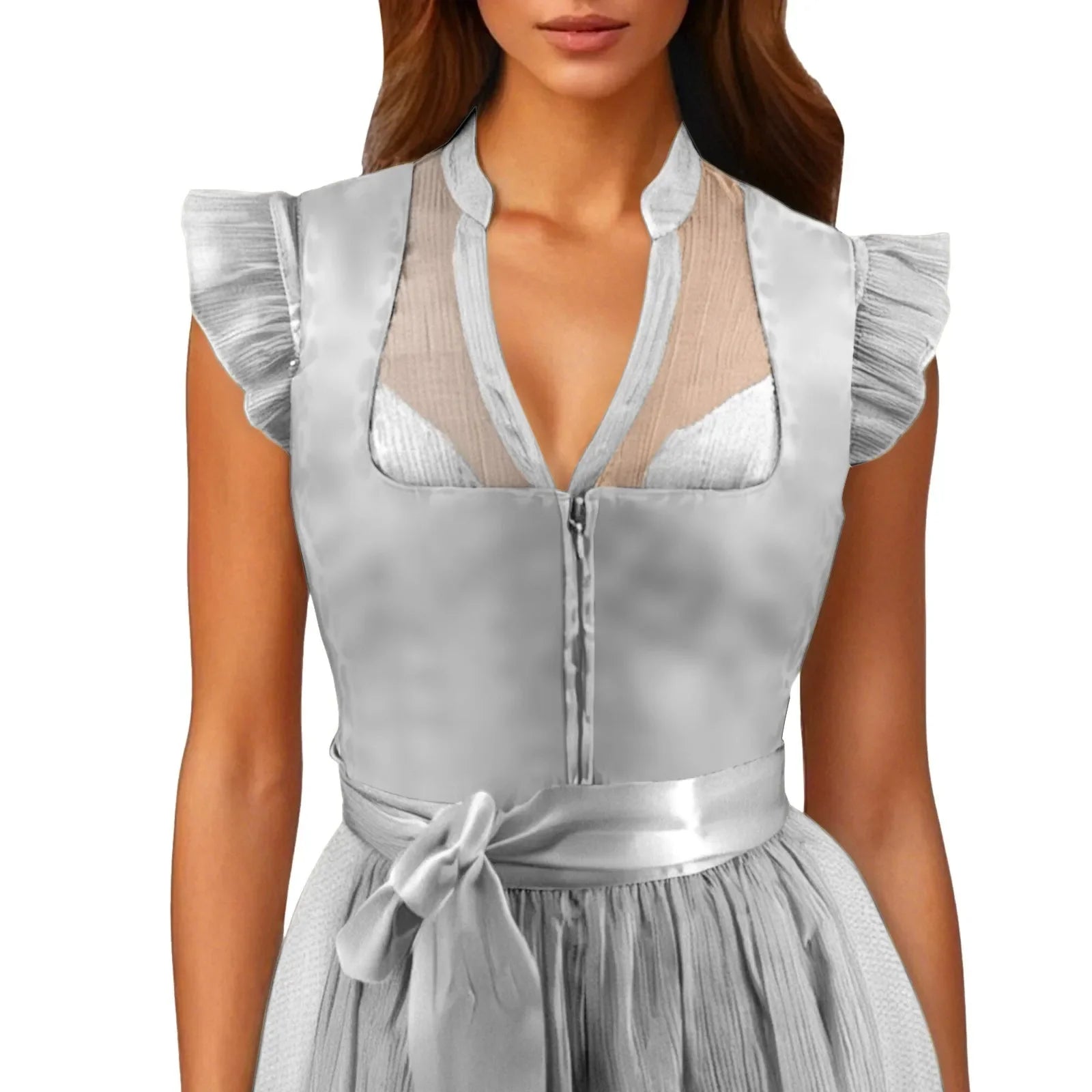 Dirndl Bluse mit Volantärmeln – Leni Oktoberfest 2025