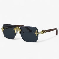 Randlose Steampunk-Sonnenbrille mit Metallakzenten – Nirex