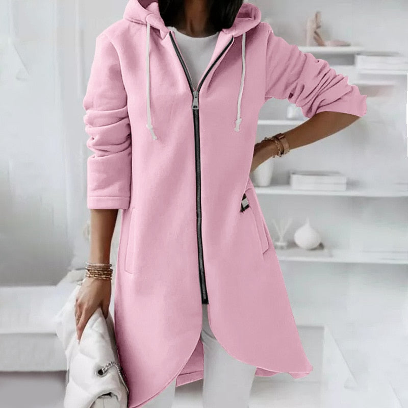Damen Hoodie Weste mit Reißverschluss und Kapuze – Shaly