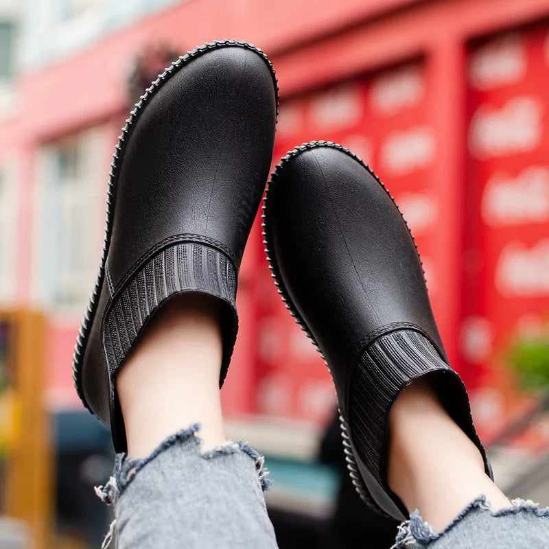 Damen Regenstiefeletten wasserdicht mit gestricktem Schaft & Antirutschsohle – Liora